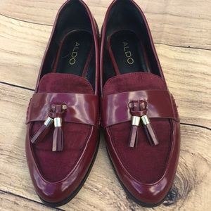 Aldo Burgundy Red Loafers with Tassels